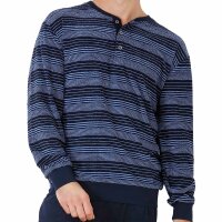 hajo Herren Schlafanzug, lang -  Klima-Frottee, Bündchen, Pyjama Blau M