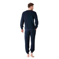 hajo Men Pyjamas, Long - Climate-Regulating Terry Cloth, Cuffs, V-Neck, Pyjamas Dark M (Medium)
