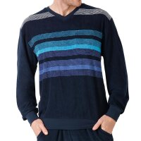 hajo Men Pyjamas, Long - Climate-Regulating Terry Cloth, Cuffs, V-Neck, Pyjamas Dark M (Medium)