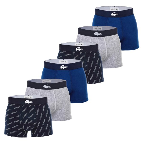 LACOSTE mens boxer shorts, 6-pack - trunks, cotton stretch, logo waistband
