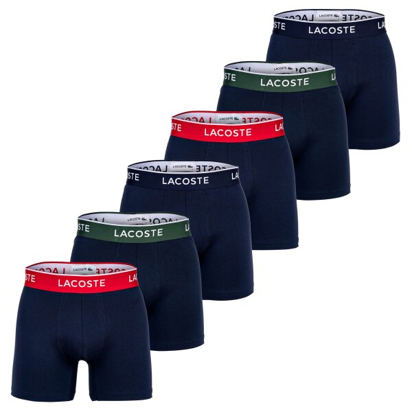 LACOSTE Mens Boxer Shorts, 6-pack - Boxer Briefs, Cotton Stretch, Logo Waistband Dark Blue M (Medium)