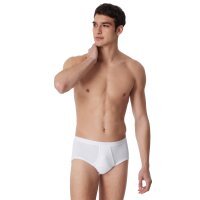 SCHIESSER Herren Slip mit Eingriff, 2er Pack - Original Classics, Doppelripp, Baumwolle Weiß M
