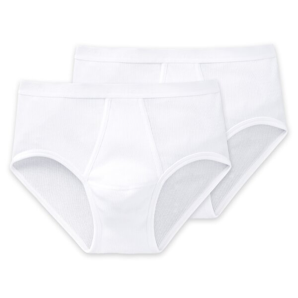 SCHIESSER Herren Slip mit Eingriff, 2er Pack - Original Classics, Doppelripp, Baumwolle Weiß L