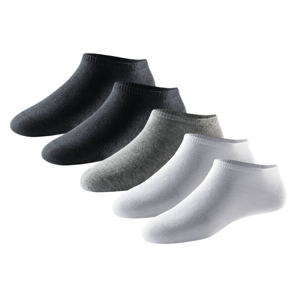 SCHIESSER Mens Sneaker Socks, 5-Pack - ‘Bluebird’, Cotton Blend Black/white/grey 39-42 (UK 6-8)