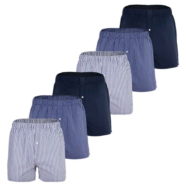 LACOSTE Mens Woven Boxer Shorts, 6-Pack - Underwear, Cotton, Button, Patterned