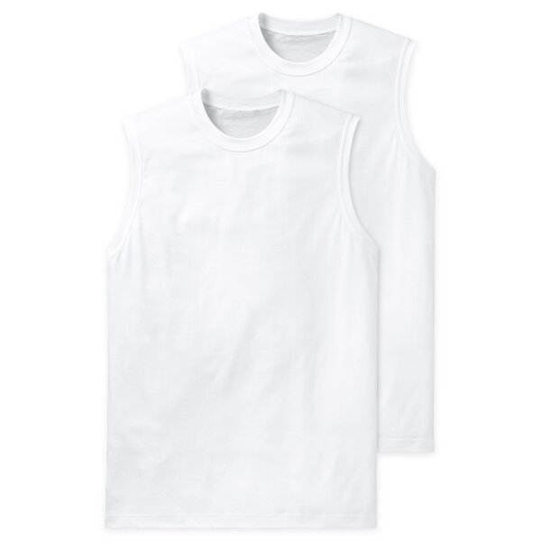 SCHIESSER Herren Unterhemden, 2er Pack - "Essentials", Muscleshirt, Rundhals, Baumwolle Weiß M