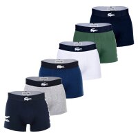 LACOSTE Herren Boxershorts, 6er Pack - Trunks, Big Croc Print, Cotton Stretch Dunkelblau/Grau/Grün/Weiß M