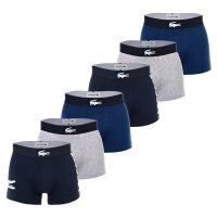 LACOSTE Herren Boxershorts, 6er Pack - Trunks, Big Croc Print, Cotton Stretch Dunkelblau/Grau XL