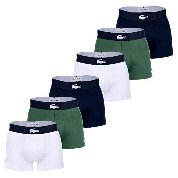 LACOSTE Mens Boxer Trunk 6 Pack, Big Croc Print, Cotton Stretch Green/Dark Blue/White XL (X-Large)