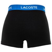 LACOSTE Herren Boxershorts, 6er Pack - Trunks, Casual, Cotton Stretch, Logobund Schwarz/Blau/Grau S