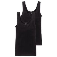 SCHIESSER Damen Unterhemden, 2er Pack - "Cotton Essentials", Trägertop, Baumwolle Schwarz S