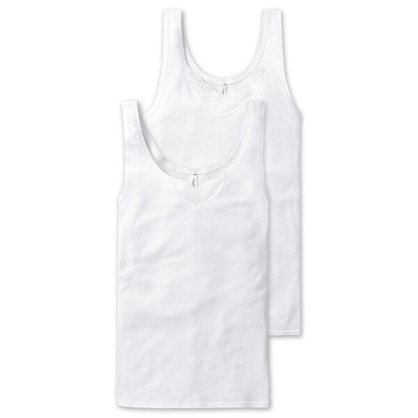 SCHIESSER Damen Unterhemden, 2er Pack - "Cotton Essentials", Trägertop, Baumwolle Weiß 3XL