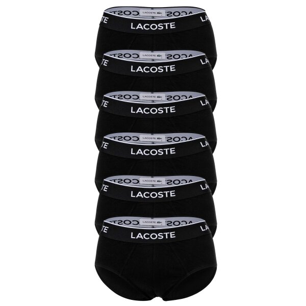 LACOSTE Herren Slips, 6er Pack - Casual, Briefs, Cotton Stretch, Logobund Schwarz M