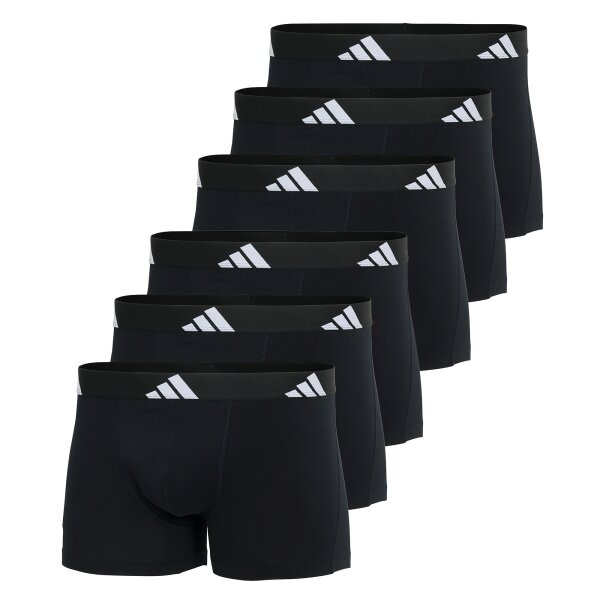 adidas Herren Boxershorts, 6er Pack - Trunks, Active Flex Cotton, Logo, einfarbig Schwarz S