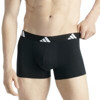adidas Herren Boxershorts, 6er Pack - Trunks, Active Flex Cotton, Logo, einfarbig Schwarz S