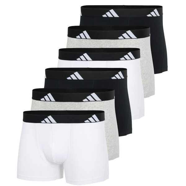 adidas men boxer shorts, 6-pack - trunks, Active Flex Cotton, logo, solid colour Black/White/Grey 2XL (XX-Large)