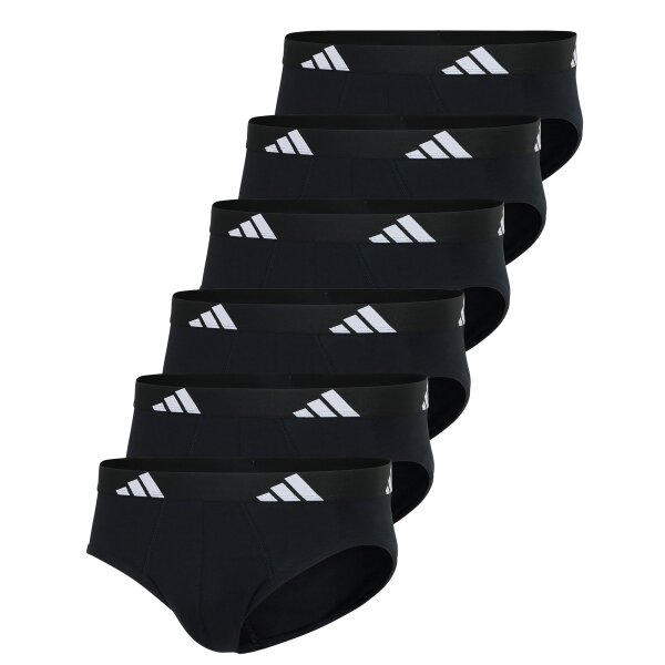 adidas Herren Slip, 6er Pack - Briefs, Active Flex Cotton, Logo, einfarbig Schwarz M