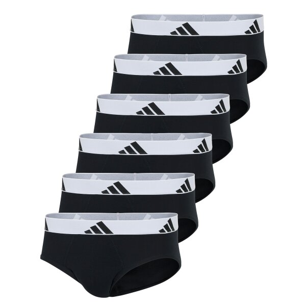 adidas Herren Slip, 6er Pack - Briefs, Active Flex Cotton, Logo, einfarbig Schwarz/Weiß S