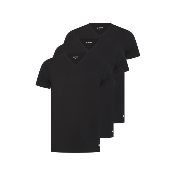 G-STAR Men T-Shirts, 3-Pack - SPRUCE, V-Neck, Plain Black M (Medium)