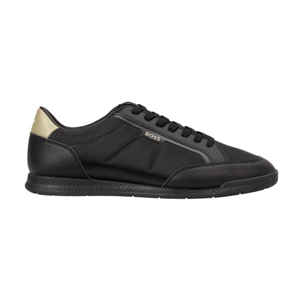 BOSS Mens Sneakers - Nitan Lowp txthem, Trainers, Mixed Materials, Logo Black EUR 44 (UK 10)
