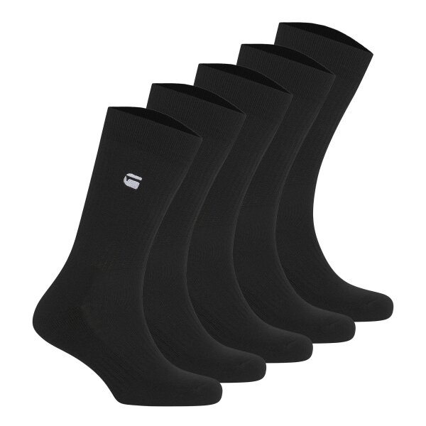 G-STAR Men Tennis Socks, 5-Pack - KILN, Sports Socks, Logo, Plain Colour Black 40-43 (6-8.5)