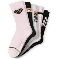 SCHIESSER girls socks, pack of 5 – ‘Legwear Teens’, patterned, cotton blend Pink/Black/White 31-34