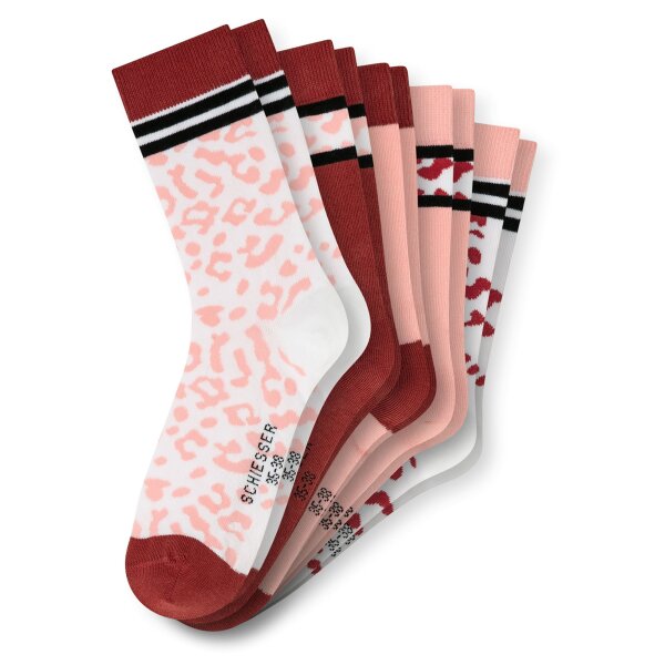 SCHIESSER Mädchen Socken, 5er Pack - "Legwear Teens", Muster, Baumwolmischung Rot/Rosa/Weiß 31-34