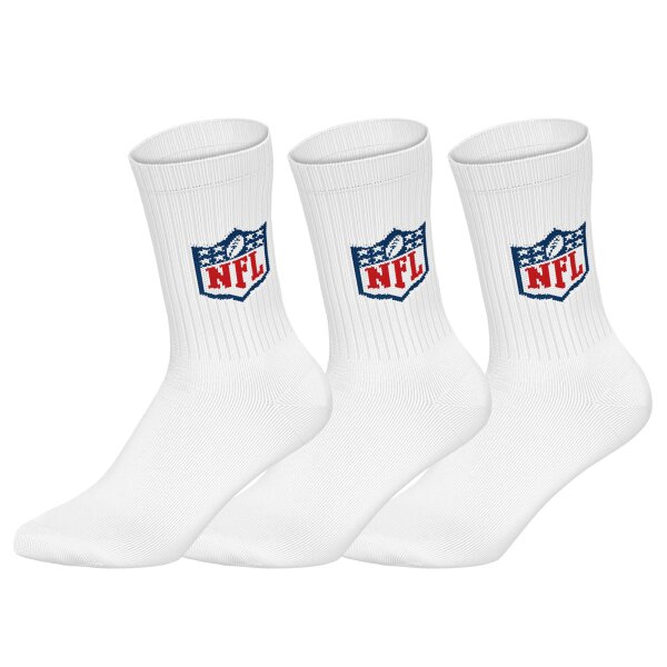 NFL Unisex Socks, 3-Pack – NFL Shield 3Pack Crew Socks, Logo, Cotton Blend White 39-42 (6-8 UK)