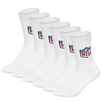 NFL Unisex Socks, 6-pack – NFL Shield Crew Socks, Logo, Cotton Blend White  39-42 (6-8 UK)