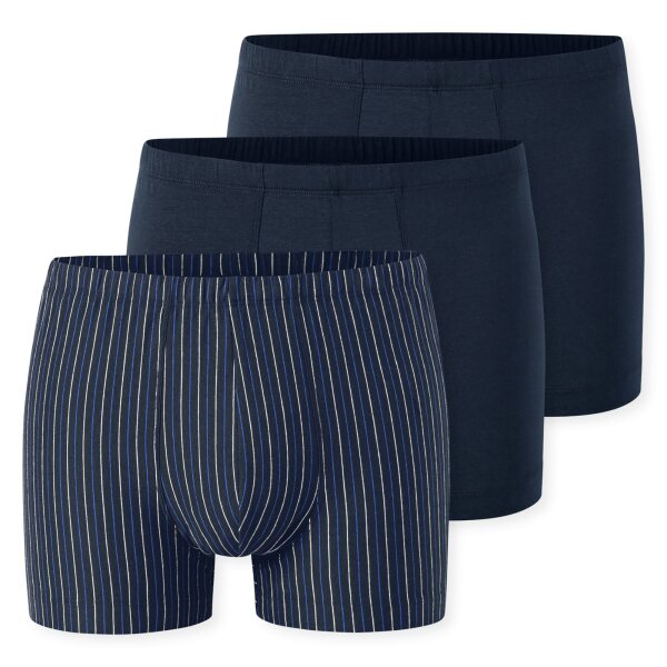 SCHIESSER Herren Boxershorts, 3er Pack - "95/5", Cotton Stretch, uni/gestreift Blau S