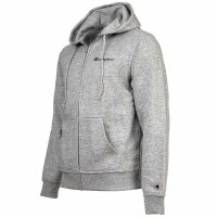 Champion Herren Sweatjacke mit Kapuze - Full Zip Hoodie Sweatshirt, Heavy Soft, Fleece, gesticktes Logo Hellgrau M