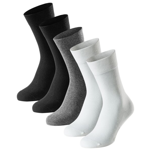 SCHIESSER Herren Socken, 5er Pack - "Bluebird", Baumwoll-Mix, uni/gemustert Schwarz/Grau/Weiß 39-42