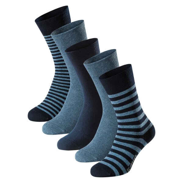 SCHIESSER Mens Socks, 5-pack – ‘Bluebird’, cotton blend, plain/patterned Blue/striped 39-42 (UK 6-8)