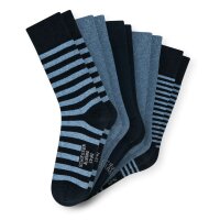 SCHIESSER Herren Socken, 5er Pack - "Bluebird", Baumwoll-Mix, uni/gemustert Blau/gestreift 39-42