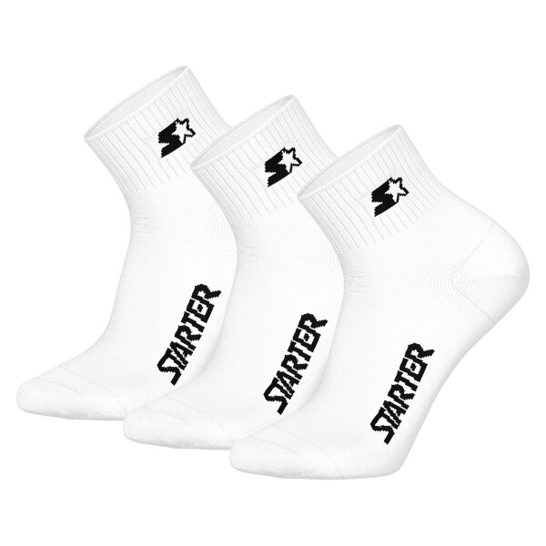 STARTER Unisex Quartersocken, Multipack - Quarter Socks, Logo, Baumwollmischung Weiß 35-38 6er Pack (2x3P)