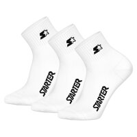 STARTER Unisex Quarter Socks, 3-Pack – Quarter Socks, Logo, Cotton Blend White 35-38 (3-5 UK)