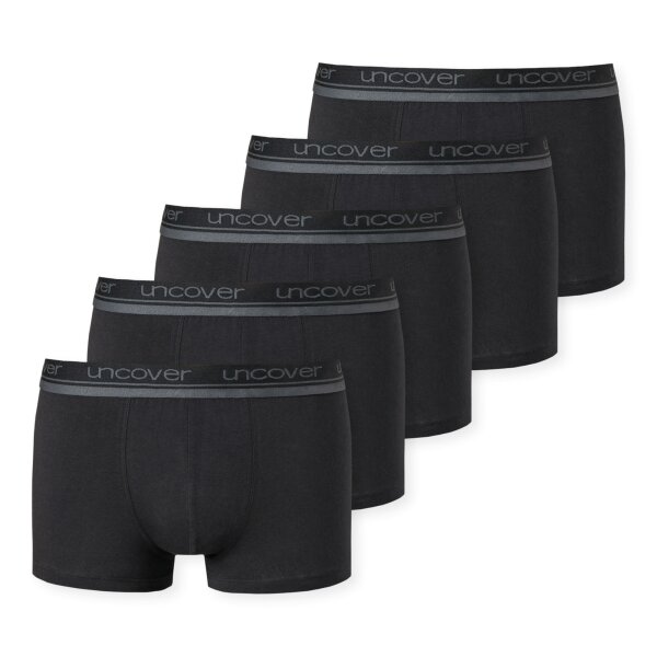UNCOVER by SCHIESSER Mens Boxer Shorts, 5-Pack - Shorts, Single Jersey, Plain Colour Black L (Large)