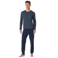 UNCOVER by SCHIESSER Mens Pyjamas, Long - Ribbed, Striped, Single Jersey Dark blue S (Small)