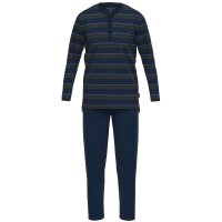 TOM TAILOR Men Pyjamas, Button Placket - Long, Open Leg, Cotton Darkblue/Green M (Medium)