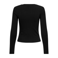 ONLY Damen Langarmshirt - ONLRILEY O-NECK TOP, Longsleeve, Rundhals, Cotton Stretch Schwarz XS