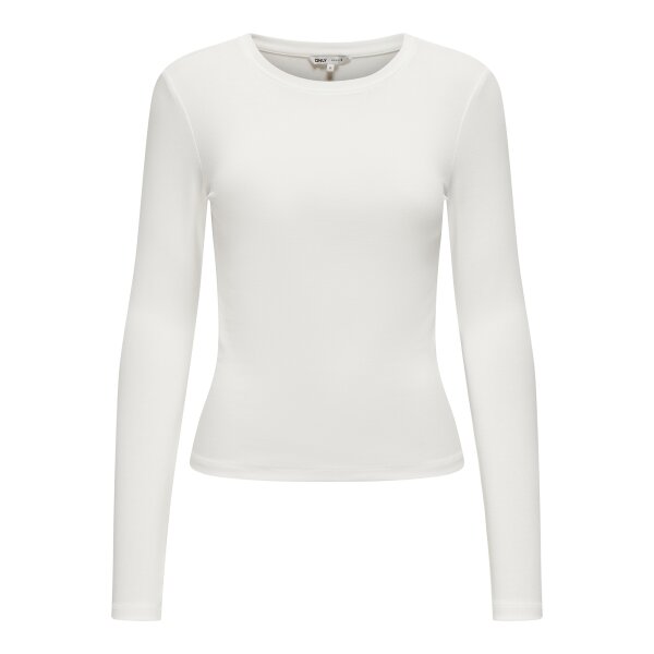 ONLY Womens Long-Sleeved Shirt - ONLRILEY O-NECK TOP, Long Sleeve, Round Neck, Cotton Stretch Ecru XS (X-Small)