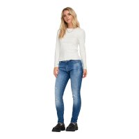 ONLY Damen Langarmshirt - ONLRILEY O-NECK TOP, Longsleeve, Rundhals, Cotton Stretch Ecru XS