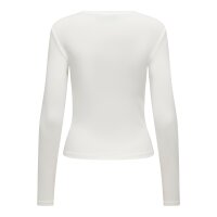 ONLY Womens Long-Sleeved Shirt - ONLRILEY O-NECK TOP, Long Sleeve, Round Neck, Cotton Stretch Ecru XS (X-Small)
