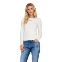 ONLY Womens Long-Sleeved Shirt - ONLRILEY O-NECK TOP, Long Sleeve, Round Neck, Cotton Stretch Ecru XS (X-Small)