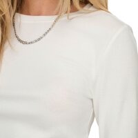 ONLY Womens Long-Sleeved Shirt - ONLRILEY O-NECK TOP, Long Sleeve, Round Neck, Cotton Stretch Ecru XS (X-Small)