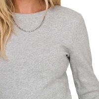 ONLY Womens Long-Sleeved Shirt - ONLRILEY O-NECK TOP, Long Sleeve, Round Neck, Cotton Stretch Grey XS (X-Small)