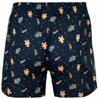 Happy Shorts Mens woven boxer shorts – X-MAS, American style, cotton, Christmas print Navy/Bordeaux X-Mas Cookies S (Small)