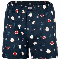 Happy Shorts Herren Web-Boxershorts - X-MAS, American Boxershorts, Weihnachtsprint Snowmen & Gingerbreadmen navy S