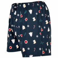Happy Shorts Herren Web-Boxershorts - X-MAS, American Boxershorts, Weihnachtsprint Snowmen & Gingerbreadmen navy S