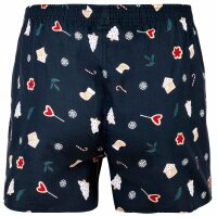 Happy Shorts Mens Woven Boxer Shorts - X-MAS, American Boxers, Christmas Print Snowmen & Gingerbreadmen navy S (Small)
